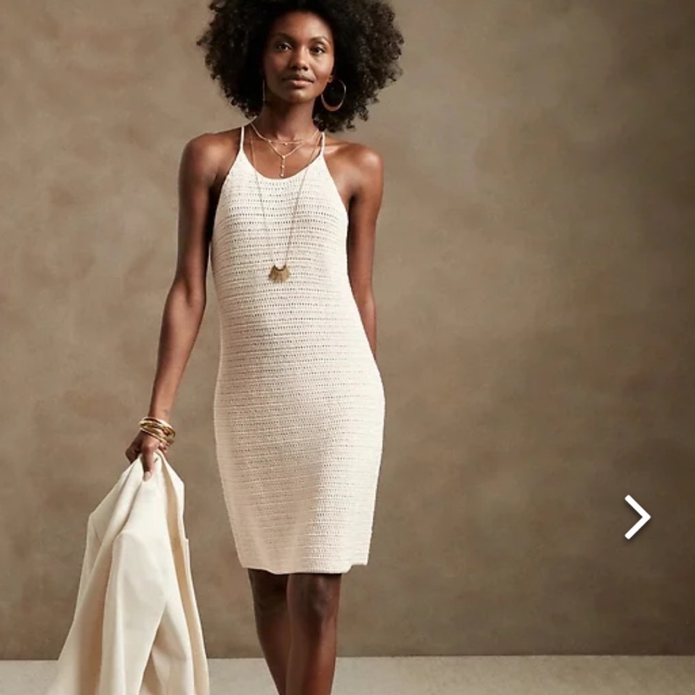 Banana Republic Crochet mini dress in ivory XS